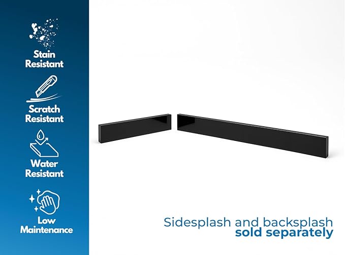 Bathroom Vanity Sink Backsplash/Sidesplash (Super Black Engineered Marble, 4" x 48")