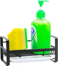 Sponge Holder with Drain Pan - Kitchen Sink Organizer - Sink Caddy Holder - Sink Tray - Soap Holder - Stainless Steel (Black)