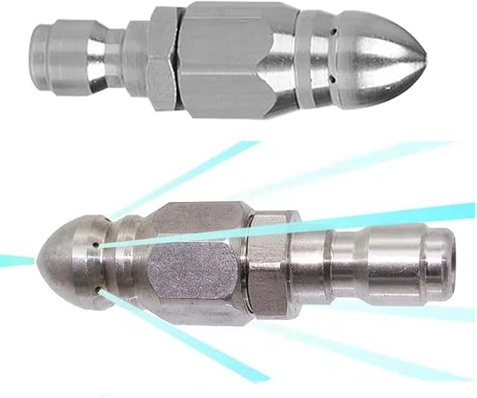 MIZORLIE Pressure Washer Sewer Jetter Nozzle Stainless Steel，2 Sets | Mini Compact Durable Sewer Jetter Nozzle, 1/4'' Quickly Connector, 5000 PSI