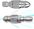MIZORLIE Pressure Washer Sewer Jetter Nozzle Stainless Steel，2 Sets | Mini Compact Durable Sewer Jetter Nozzle, 1/4'' Quickly Connector, 5000 PSI
