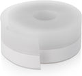 Silicone Weather Stripping Door Seal Strip, 16.4 Feet Self Adhesive Sealing Sticker Sealing Tape for Door Draft Stopper Adhesive for Doors Windows Shower Glass Gaps (Transparent, Width 35mm)