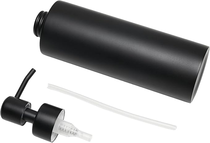 Soap Dispenser, Matte Black with Funnel and Non-Slip Coaster 304 Stainless Steel Metal Pump Hand Sanitizer Bottle for Bathroom, and Kitchen (12oz/350ml)