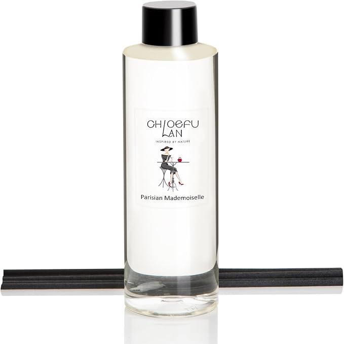 Chloefu LAN Parisian Mademoisellt Scented Oil Diffuser Refill 6.76 fl oz, Natural Essential Oil, Elegant Floral for Bedroom & Vanity, Best for SPA and Home, 0% Alcohol, Promote Sleep & Relieve Stress