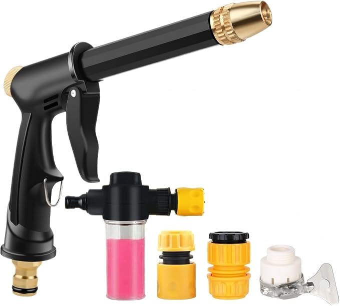 High Pressure Power Washer Wand, 3 Adjustable Spray Heads & Foam Sprayer, Garden Hose Nozzle Attachment for Car Yard Patio Outdoor Cleaning (1)