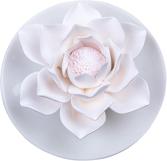 Essential Oil Passive Flower Diffuser -Lotus Flower Porcelain Aromatherapy Diffusers for Small Mini Room, Desk Decorative, Bathroom (Lotus) | Non-electric ceramic diffuser for desks, bathrooms and small rooms