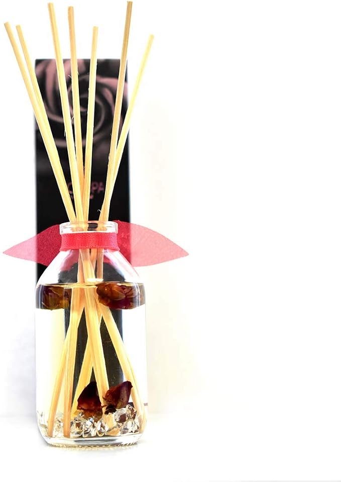 Reed Diffuser Set - Velvet Rose Scented Diffuser with Sticks | Home Fragrance Reed Diffuser for Bedroom, Bathroom Shelf Décor, with Real Florals in the Bottle - Made in the USA