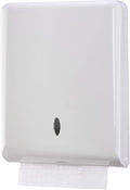 Commercial Paper Towel Dispenser Wall Mount, Holds 500 Multifold, Trifold, Z Fold, C Fold Hand Towels for Bathroom/Restroom, Office, Shop, or Home (White)