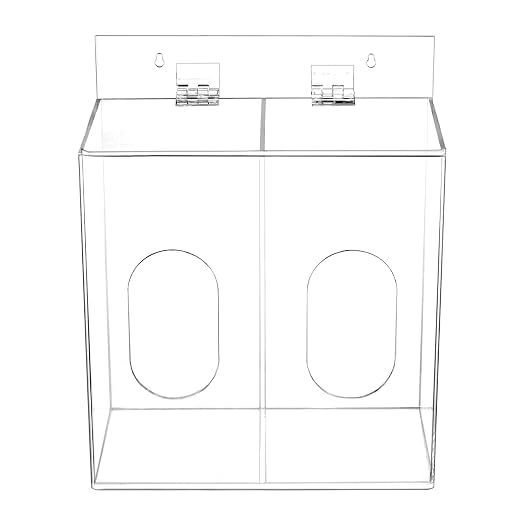QWORK Acrylic Mask and Glove Dispenser Box 2 Pack – Space-Saving Double Compartment Holder