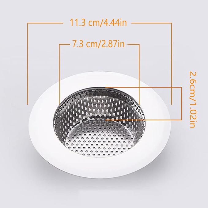 Drain Hair Catcher,Drain Stoper,Shower Drain Cover for Bathtub, Kitchen Sink Strainer, Stainless Steel Bathroom Sink, Drain Stopper with (2 PCS,Black,4.5 in)