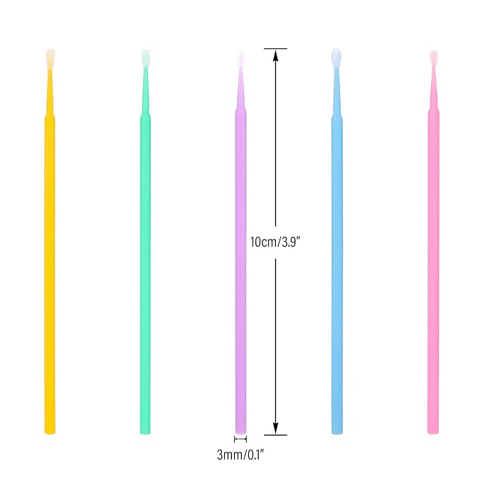 G2PLUS 500PCS Micro Cotton Swabs, Disposable Micro Applicators Brush for Makeup and Personal Care, Cosmetic Brush, Microswabs for Eyelash Extensions, Nails, Eyeliner (Head Diameter: 2.0mm) | Disposable 2.0 mm Heads for Eyelash Extensions, Nails, Eyelin...
