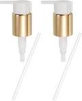 uxcell 2 Pcs Soap Dispenser Pump Heads, Hand Soap Dispensers Top Pumps Replacement Clip-on Pumphead for Standard 24/410 Neck Size Bathroom Lotion Shampoo Bottle, Gold White