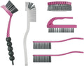 6 PCS Cleaning Brush, Scrub Brush Set for Kitchen and Bathroom Household Use with Various Brushes for Cleaning Dishes, Tiles, Corners and Floors Color Purple