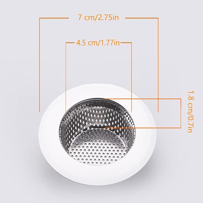 Drain Hair Catcher,Drain Stoper,Shower Drain Cover for Bathtub, Kitchen Sink Strainer, Stainless Steel Bathroom Sink, Drain Stopper with (4 PCS,White,2.7 in)