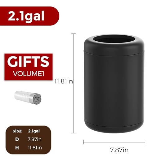 8L/2.1gal Black Bathroom Trash Can,Small Bedroom Garbage Can,Open Top Trash Can for Bathroom,Powder Room,Bedroom,Office (Black)