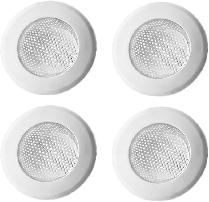 Drain Hair Catcher,Drain Stoper,Shower Drain Cover for Bathtub, Kitchen Sink Strainer, Stainless Steel Bathroom Sink, Drain Stopper with (4 PCS,White,2.7 in)