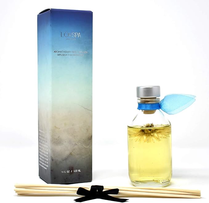 Reed Diffuser Set - Ocean Flowers Scented Diffuser with Sticks | Beach Home Fragrance Reed Diffuser for Bedroom, Bathroom Shelf Décor, Real Florals in the Bottle - Made in the USA