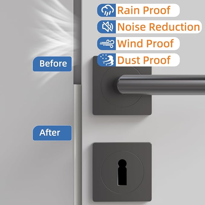 Wedge-Shape Window Weather Stripping Door Frame Seal Strip 3Pcs×196" White,Upgrade Black Foam,Soundproofing,Draft Stopper,Winter Insulation,Noise Blocker, Gap Filler for Exterior Front Door Side