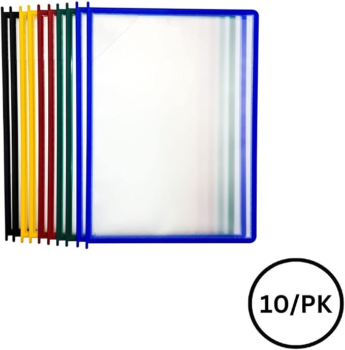 Tarifold Easy-Load Display Pockets, Letter Size, Assorted, 10 Pack | 10 polypropylene pockets, two-sided opening with corner closure, holds 20 letter-size sheets, for wall or desktop systems