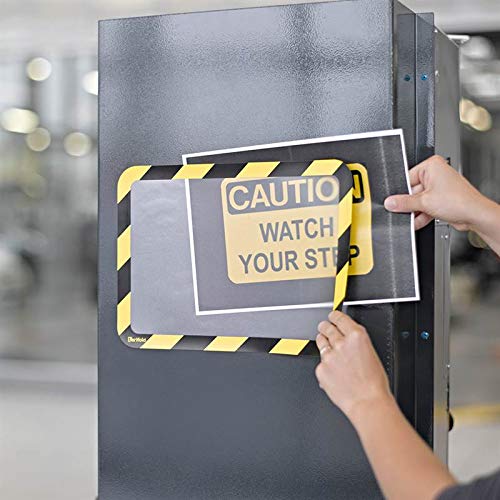 Tarifold Magnetic Safety Display Pockets, Letter Size, Yellow/Black, 2 Pack | 2 magnetic safety display pockets, full magnetic backing, wide opening for quick updates, portrait or landscape, yellow/black