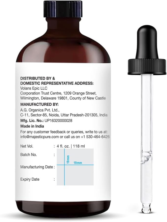 Majestic Pure Spearmint Essential Oil for Diffuser - 4 Fl Oz | 100% Natural Essentials Oils Ideal for Humidifier, Air Freshening, Cleaning Home, Bath, Steam Inhalation and Massage