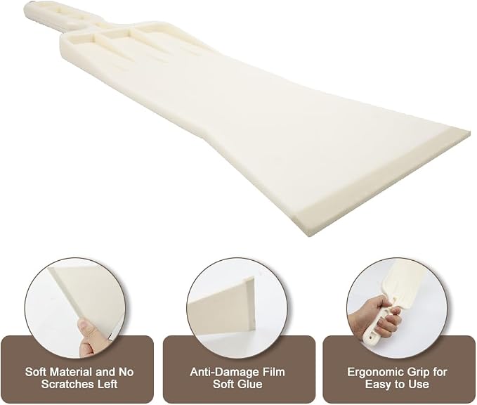 Abnaok Tools Long Handle Auto Bulldozer Squeegee for Window Tint Film Installing Car Vinyl Wraps Window and Glass Cleaning (White)