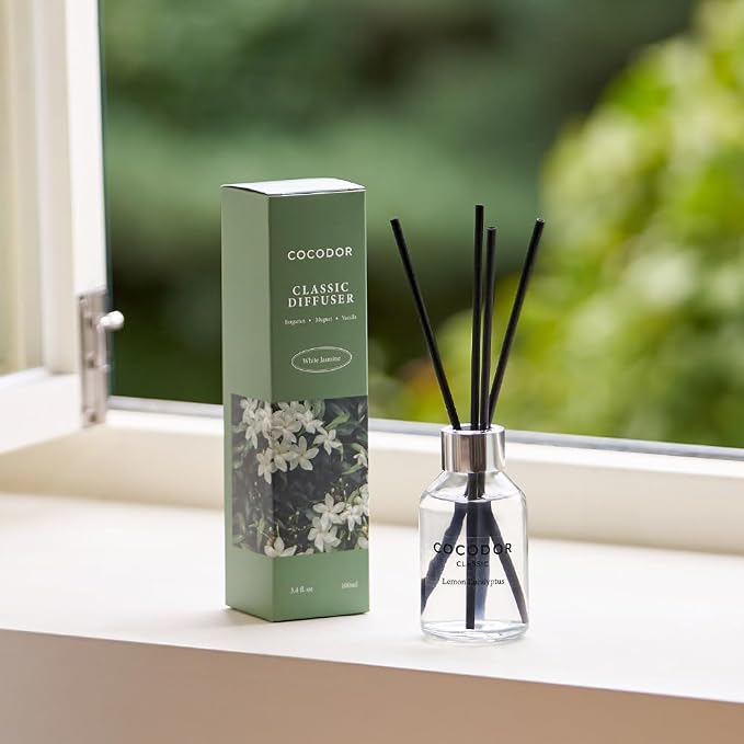 COCODOR Classic Reed Diffuser/Black Cherry/3.4oz(100ml)/1 Pack/Home Fragrance Scent Essential Oil Stick Diffuser for Bedroom Bathroom Home Décor