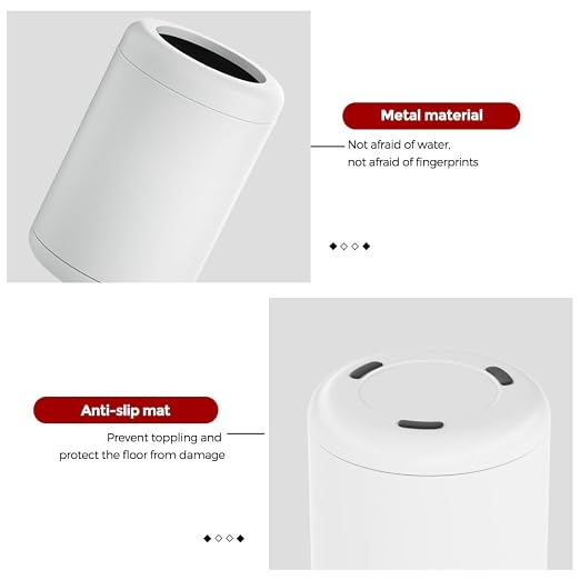 White Bathroom Trash can,10L/2.6GAL, Open Top Wastebasket Bin,Garbage Can for Bathroom,Living Room,Office,Kitchen,Bedroom,Hotel (White)