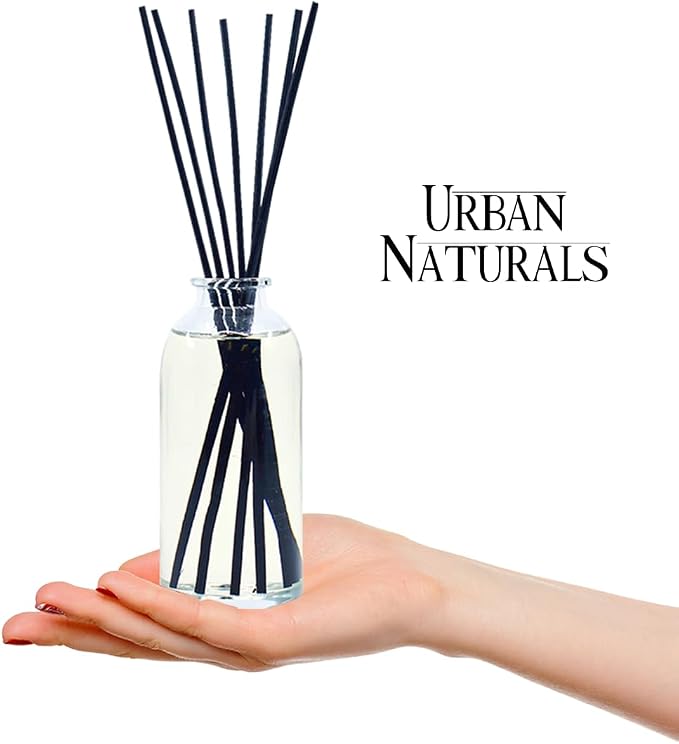 Reed Diffuser Set, Warm Vanilla Amber - Bathroom Shelf Décor | Creamy. Warm. Sultry. Notes of Sandalwood, Amber & Smoked Vanilla, Made with Essential Oils & Real Botanical Pieces