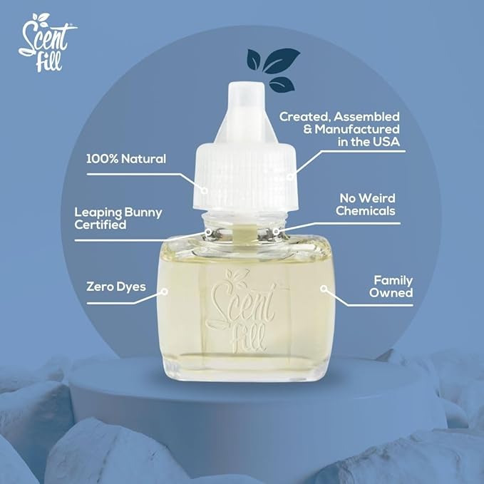 Scent Fill 100% Natural Vanilla Peppermint Plug in Air Freshener, Scented Oil Refills, 3 Refills