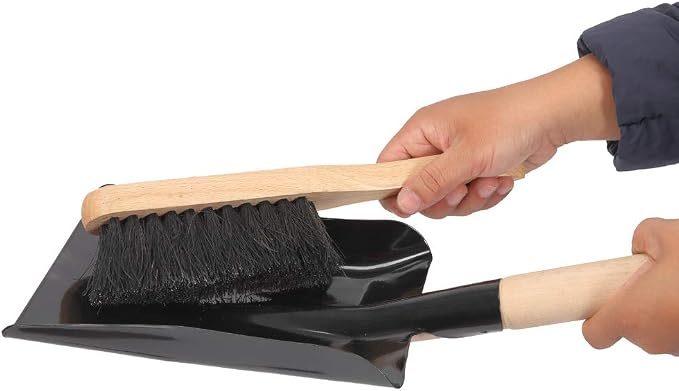 Coal Shovel and Hearth Brush Set Made of Natural Wood and Coco Bristles, Hearth Tidy Set, Fireplace Shovel and Brush, Fireplace Tool Set, Metal Brush Pan Set, Fireplace Tools, Firepit Tools