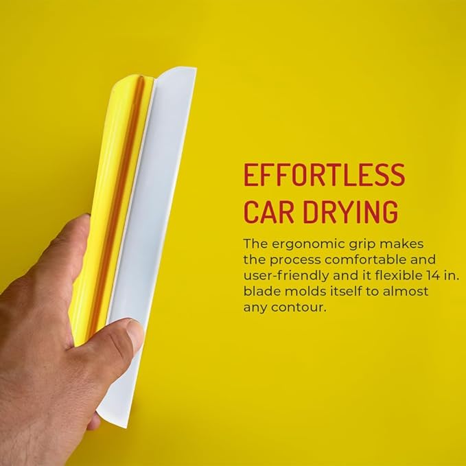 HI-TECH 14” Silicone Water Blade Car Drying Squeegee – Streak-Free, Fast-Drying, Scratch-Free Car Wash Tool