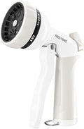 RESTMO Garden Hose Nozzle, Heavy Duty Metal Water Hose Nozzle with 7 Adjustable Spray Patterns, High Pressure Hand Sprayer with Flow Control, Best for Watering Plant & Lawn, Washing Car & Pet, White