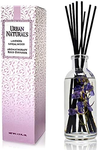 Reed Diffuser Set, Lavender Sandalwood - Bathroom Décor | Natural Bamboo Reeds Sticks, Aromatic Lavender, Golden Amber & Woods, Vegan. Made in the USA