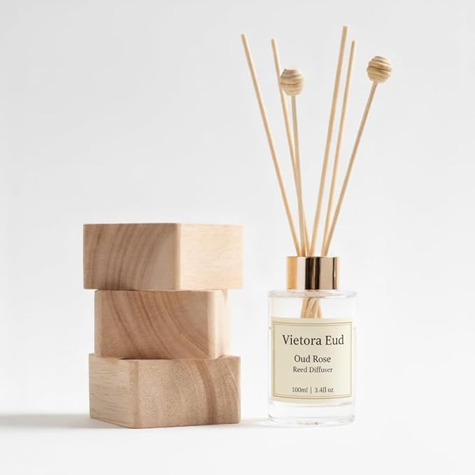 Oud Rose Reed Diffuser, 3.34 Fl Oz | Hotel-inspired Air Freshener with Long-lasting Fragrance for Home&Office;Gift-ready