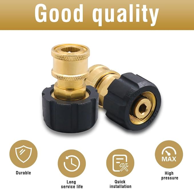 Pressure Washer Hose Adapter, M22 to 3/8 Quick Connect Socket | For Patio Cleaning/Driveway Washing/Outdoor Cleaning, M22 Female To 3/8 Quick Connect, Quick To Install, Long-lasting,5000PSI