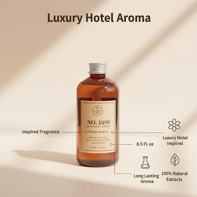 No. 1898 Diffuser Oil Refill Inspired by Ritz Carlton | Luxury Hotel Collection Refill for Reed diffusers, Room Sprays, Humidifier,Aroma Diffusers