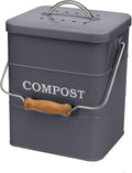 Stainless Steel Compost Bin, 1 Gallon, Kitchen Countertop Compost Bin, Includes Charcoal Filter, Compost Bucket Kitchen Pail Compost with Lid, Gray