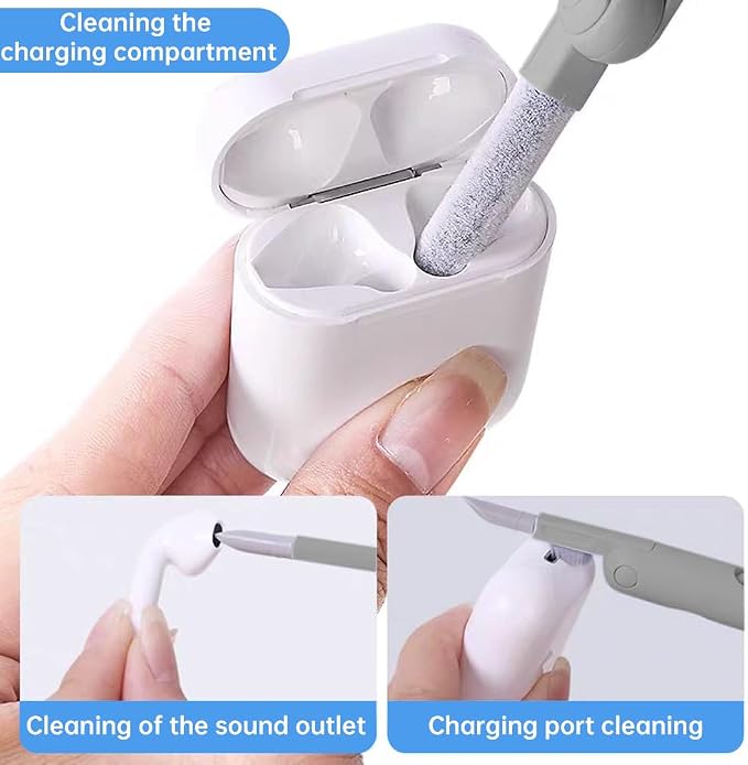 7 in 1 Laptop Cleaning Kit Keyboard Cleaner,Computer Screen Cleaning Brush Tool,Computer Tools Kit Corner Gap Duster Keycap Puller(Color:Grey)