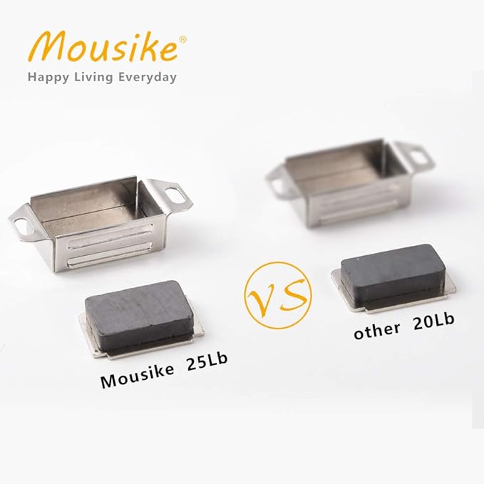 Mousike Cabinet Magnets 30lb Stainless Steel Magnetic Door Catch with Strong Magnetic for Kitchen Cupboard Wardrobe Closet Cabinet Door Drawer Latch(2.1"(Silver 6 Pack))