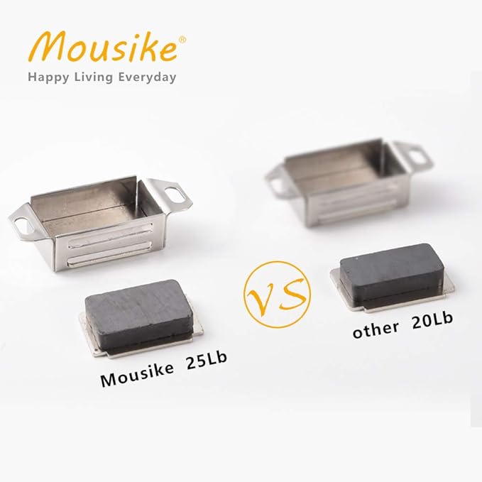Mousike Cabinet Magnets 30lb Stainless Steel Magnetic Door Catch with Strong Magnetic for Kitchen Cupboard Wardrobe Closet Cabinet Door Drawer Latch(2.1"(Silver 4 Pack))