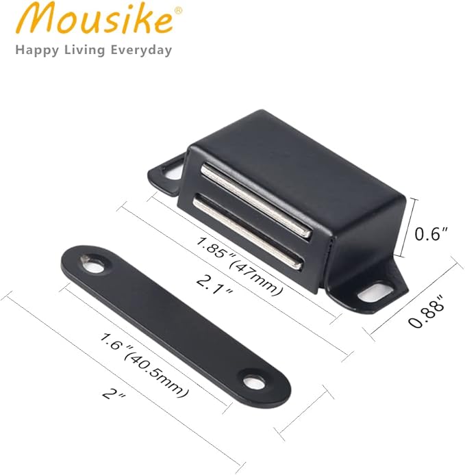 Mousike Cabinet Magnets 30lb Black Door Magnets with Strong Magnetic for Kitchen Cupboard Wardrobe Closet Cabinet Door Drawer Latch 4 Pack