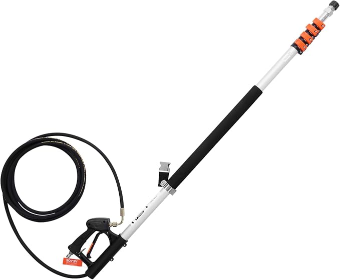 VEVOR Pressure Washer Telescoping Wand, 21 ft, 4000 psi, Telescopic Spray Wand with Power Washer Extension Wands, Gutter Cleaner, Brush Head, Pivoting Coupler, 7 Spray Nozzles and Support Harness