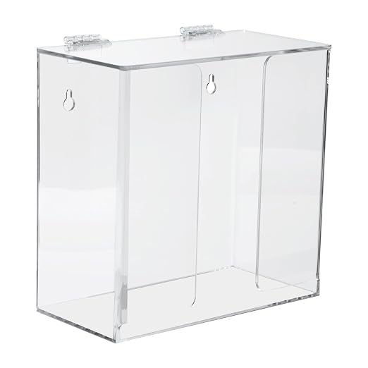 Face Mask Dispenser Box Holder Acrylic Case Hygiene Station with Lid. Countertop/Wall Mount Storage Container for Disposable Masks, Gloves, Napkins, Hairnets, Shoe Covers. Clear