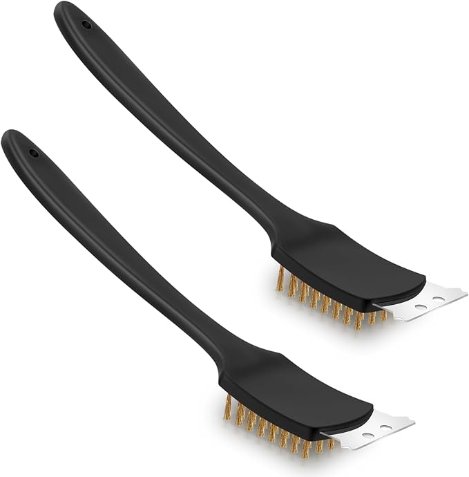 CHENGU 2 Pcs 12 Inch BBQ Grill Brush for Outdoor Grill and Scraper Stainless Steel Wire Extra Strong BBQ Cleaner Heavy Duty Barbecue Cleaning Brush Cleaner