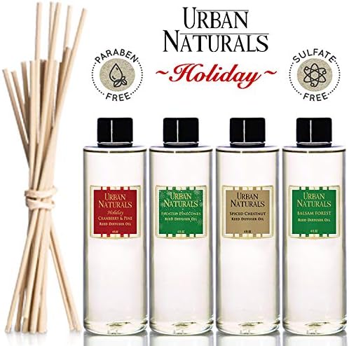 Reed Diffuser Set, Cranberry & Pine - Bathroom Shelf Décor | Holiday Wreath with Real Botanicals, Christmas Gift Idea for the Home