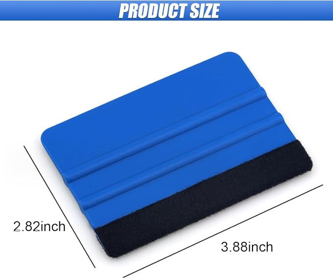 smilfuy Sleek 4 Inch Plastic Felt Edge Squeegee - Vinyl Scraper Tool for Car Decals, Mini Squeegee Car Window Film Tinting Tool, Vinyl Wrap Wallpaper Smoothing Tool for Car Window Tint, Blue