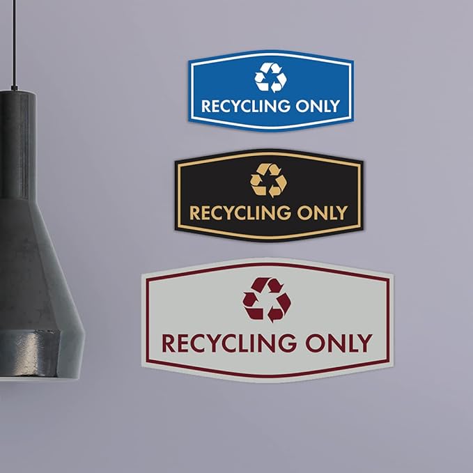 Fancy Recycling Only Sign (Ivory/Dark Brown) - Small