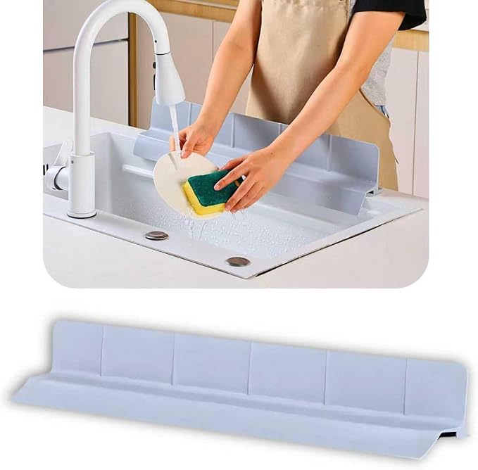 MessOut Sink Splash Guard | Premium Korean Silicone | 3 Practical Sizes for Maximum Coverage |Solution for Mess Free Dish-washing | Super Strong Suction to nearly all Shelf-tops.