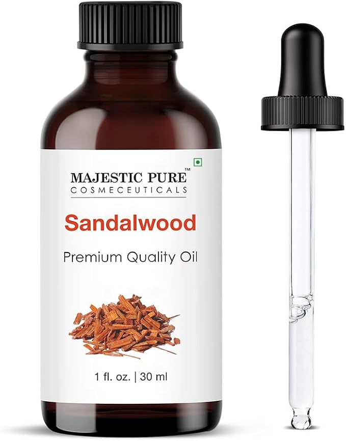 Majestic Pure Essential Oil with Glass Dropper - 100% Pure and Natural - Essential Oils for Diffuser, Aromatherapy, Soap and Candle Making, Sandalwood Essential Oil, Sandalwood Oil, 1 Fl Oz | 100% Natural Essentials Oils Ideal for Humidifier, Air Fresh...