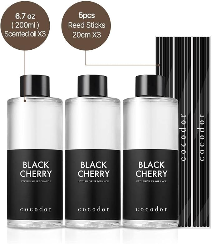 COCODOR Reed Diffuser Oil Refill, White Jasmine, 6.7oz, 3-Pack, Home Fragrance